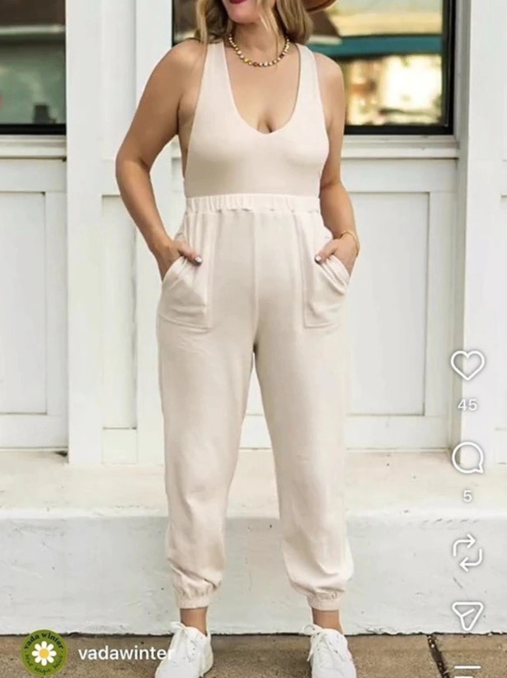 Vada Winter Doja Jumper Cream Jumpsuit